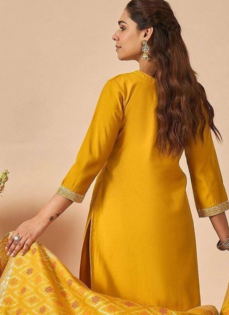 Women Ethnic Motifs Regular Thread Work Kurta with Trousers & With Dupatta