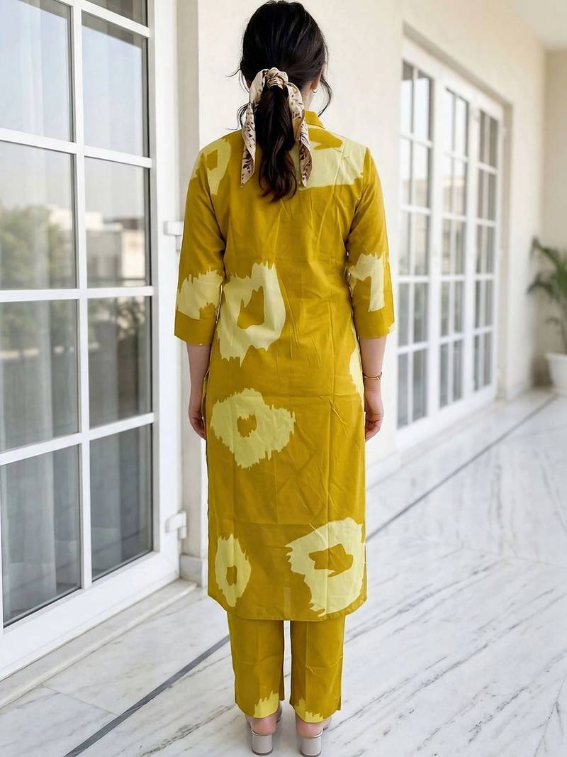 Women Dyed Regular Pure Cotton Kurta with Trousers & With Dupatta