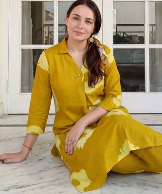 Women Dyed Regular Pure Cotton Kurta with Trousers & With Dupatta 5