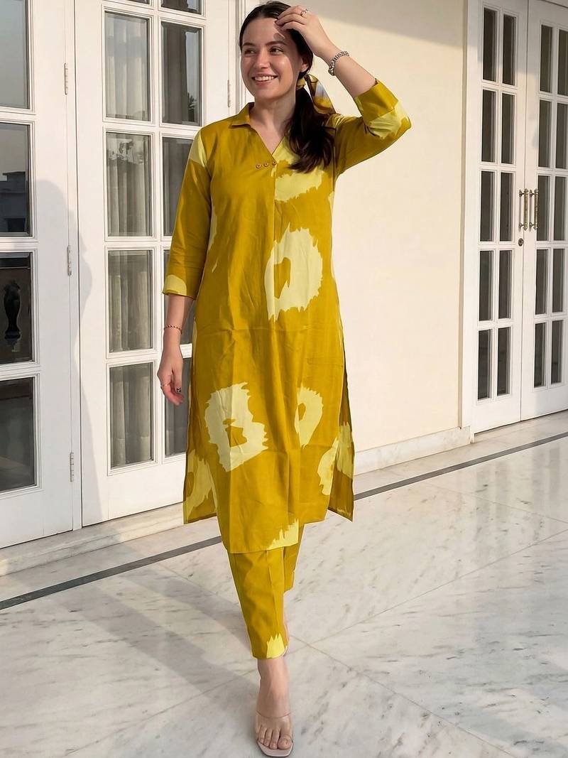 Women Dyed Regular Pure Cotton Kurta with Trousers & With Dupatta