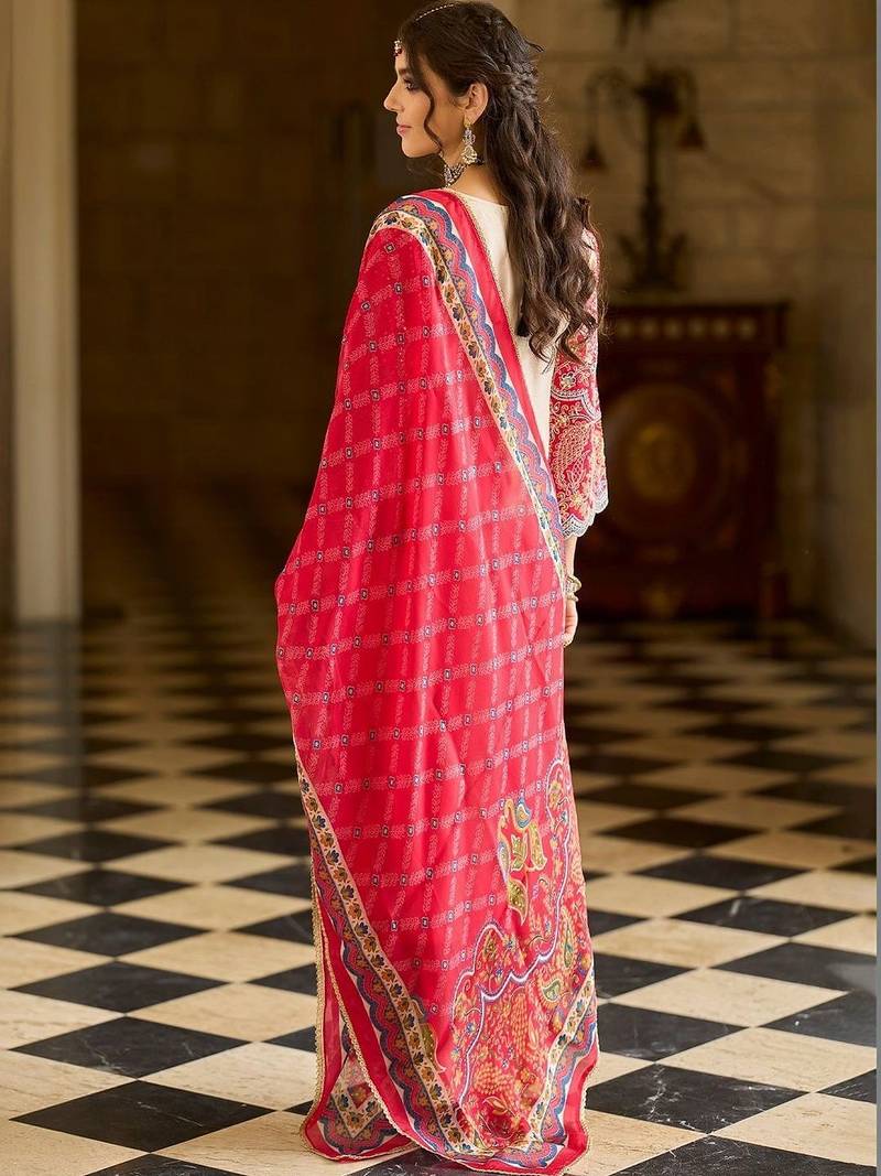 Women Ethnic Motifs Embroidered Regular Thread Work Kurta with Trousers & With Dupatta