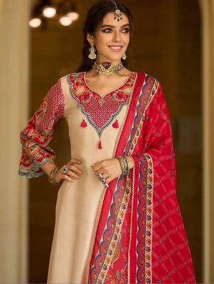 Women Ethnic Motifs Embroidered Regular Thread Work Kurta with Trousers & With Dupatta 3