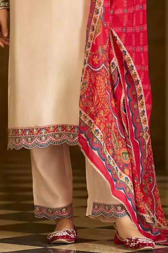 Women Ethnic Motifs Embroidered Regular Thread Work Kurta with Trousers & With Dupatta