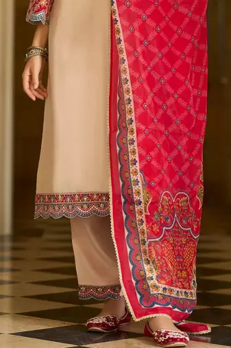 Women Ethnic Motifs Embroidered Regular Thread Work Kurta with Trousers & With Dupatta