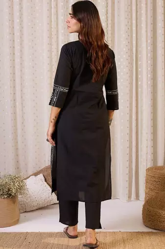 Women Ethnic Motifs Embroidered Regular Thread Work Pure Cotton Kurta with Trousers