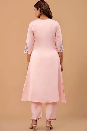 Women Floral Embroidered Regular Thread Work Kurta with Trousers