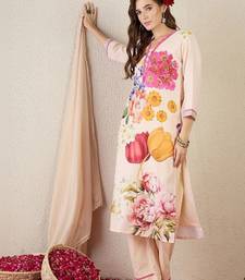 Women Floral Printed Regular Linen Kurta with Trousers & With Dupatta