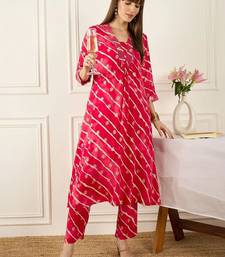 Women Leheriya Printed Regular Kurta with Trousers