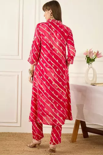 Women Leheriya Printed Regular Kurta with Trousers