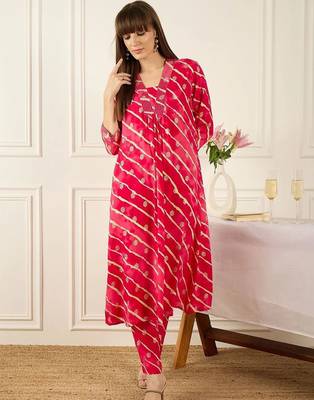 Women Leheriya Printed Regular Kurta with Trousers 6