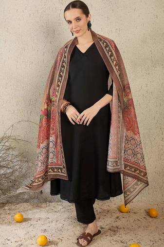 Women Ethnic Motifs Regular Kurta with Trousers & With Dupatta