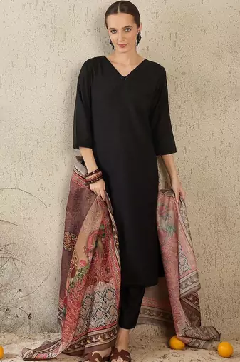 Women Ethnic Motifs Regular Kurta with Trousers & With Dupatta