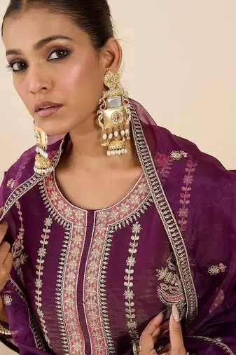 Women Ethnic Motifs Embroidered Regular Kurta with Palazzos & With Dupatta