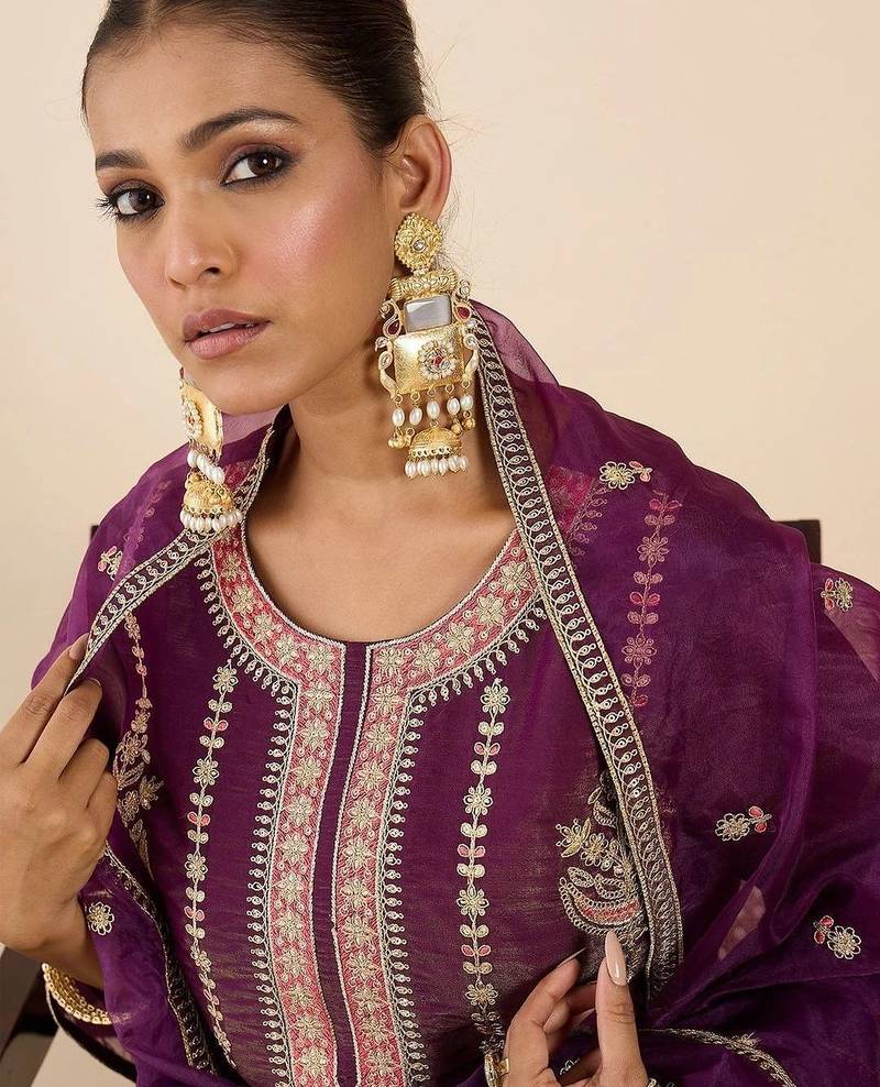 Women Ethnic Motifs Embroidered Regular Kurta with Palazzos & With Dupatta