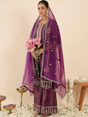 Women Ethnic Motifs Embroidered Regular Kurta with Palazzos & With Dupatta 1