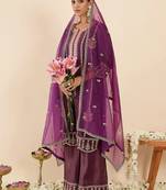 Women Ethnic Motifs Embroidered Regular Kurta with Palazzos & With Dupatta