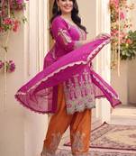 Women Ethnic Motifs Embroidered Regular Kurta with Patiala & With Dupatta