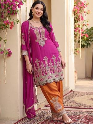 Women Ethnic Motifs Embroidered Regular Kurta with Patiala & With Dupatta 6