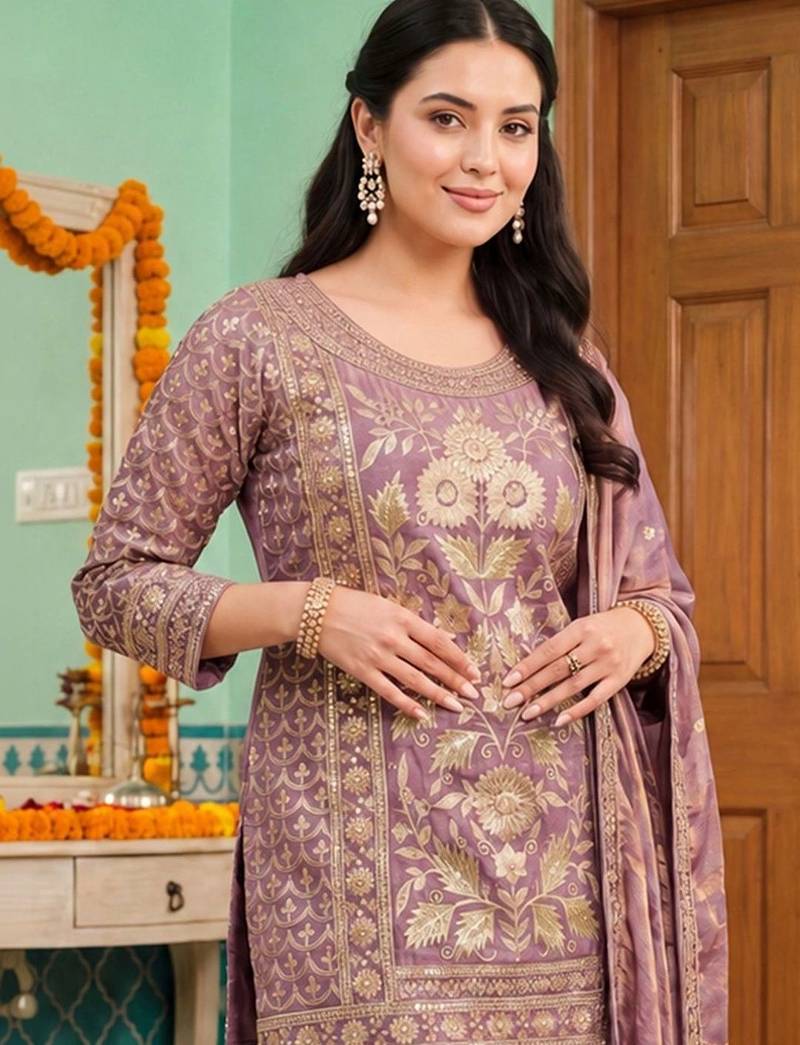 Women Ethnic Motifs Regular Kurta with Trousers & With Dupatta