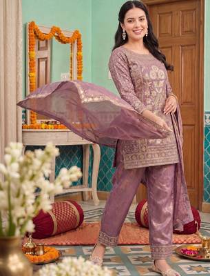 Women Ethnic Motifs Regular Kurta with Trousers & With Dupatta 3