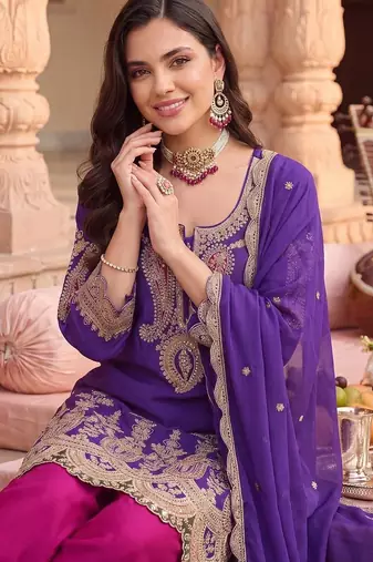 Women Ethnic Motifs Embroidered Regular Kurta with Patiala & With Dupatta