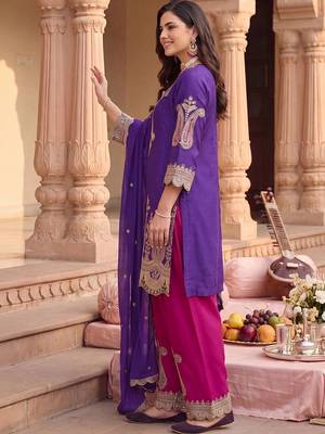 Women Ethnic Motifs Embroidered Regular Kurta with Patiala & With Dupatta 3