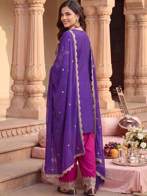 Women Ethnic Motifs Embroidered Regular Kurta with Patiala & With Dupatta 4