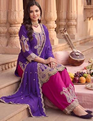 Women Ethnic Motifs Embroidered Regular Kurta with Patiala & With Dupatta 5