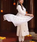 Women Ethnic Motifs Embroidered Regular Thread Work Pure Cotton Kurta with Trousers & With Dupatta