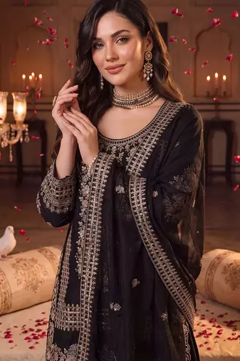 Women Ethnic Motifs Embroidered Regular Thread Work Kurta with Palazzos & With Dupatta