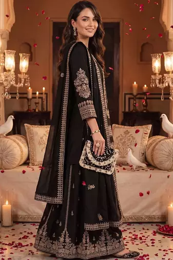 Women Ethnic Motifs Embroidered Regular Thread Work Kurta with Palazzos & With Dupatta