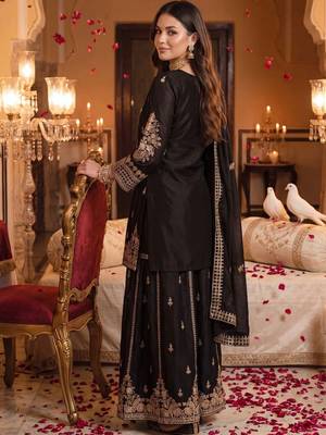 Women Ethnic Motifs Embroidered Regular Thread Work Kurta with Palazzos & With Dupatta 4