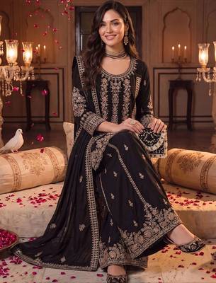Women Ethnic Motifs Embroidered Regular Thread Work Kurta with Palazzos & With Dupatta 5