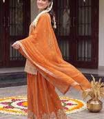 Women Ethnic Motifs Embroidered Regular Kurta with Sharara & With Dupatta