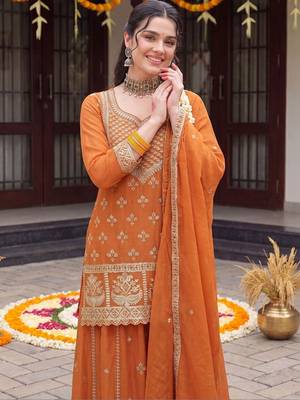 Women Ethnic Motifs Embroidered Regular Kurta with Sharara & With Dupatta 2