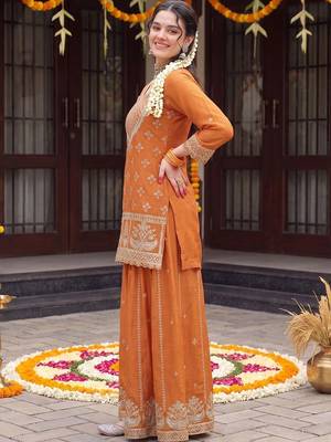 Women Ethnic Motifs Embroidered Regular Kurta with Sharara & With Dupatta 3