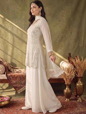 Women Ethnic Motifs Embroidered Regular Sequinned Kurta with Palazzos & With Dupatta 1