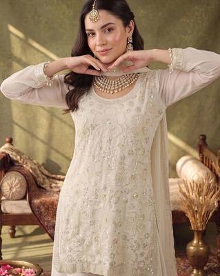 Women Ethnic Motifs Embroidered Regular Sequinned Kurta with Palazzos & With Dupatta 2