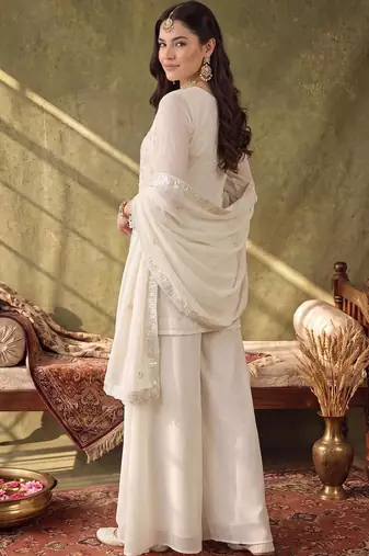 Women Ethnic Motifs Embroidered Regular Sequinned Kurta with Palazzos & With Dupatta