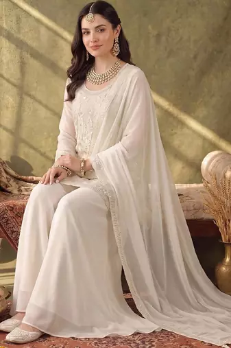 Women Ethnic Motifs Embroidered Regular Sequinned Kurta with Palazzos & With Dupatta