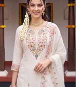 Women Floral Embroidered Regular Thread Work Kurta with Trousers & With Dupatta