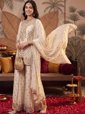 Women Ethnic Motifs Embroidered Regular Kurta with Palazzos & With Dupatta 1