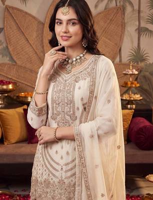 Women Ethnic Motifs Embroidered Regular Kurta with Palazzos & With Dupatta 2