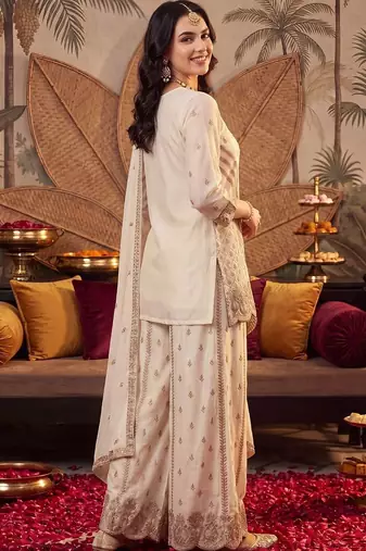 Women Ethnic Motifs Embroidered Regular Kurta with Palazzos & With Dupatta