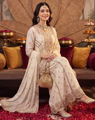 Women Ethnic Motifs Embroidered Regular Kurta with Palazzos & With Dupatta 5
