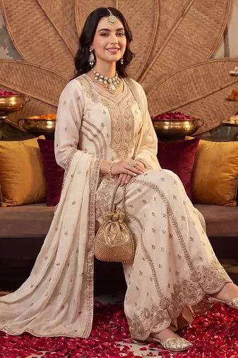 Women Ethnic Motifs Embroidered Regular Kurta with Palazzos & With Dupatta
