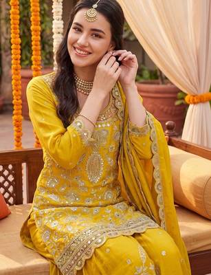 Women Ethnic Motifs Embroidered Regular Kurta with Sharara & With Dupatta 2