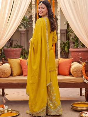 Women Ethnic Motifs Embroidered Regular Kurta with Sharara & With Dupatta 4