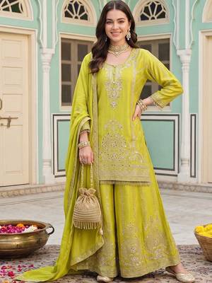 Women Ethnic Motifs Embroidered Regular Mirror Work Kurta with Sharara & With Dupatta 6