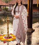 Women Ethnic Motifs Embroidered Regular Thread Work Pure Cotton Kurta with Trousers & With Dupatta
